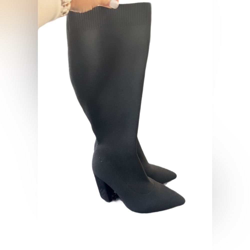 CUCCOO Black Pointed-Toe Knee Sock Boots | Size 7 | Excellent Used Condition
